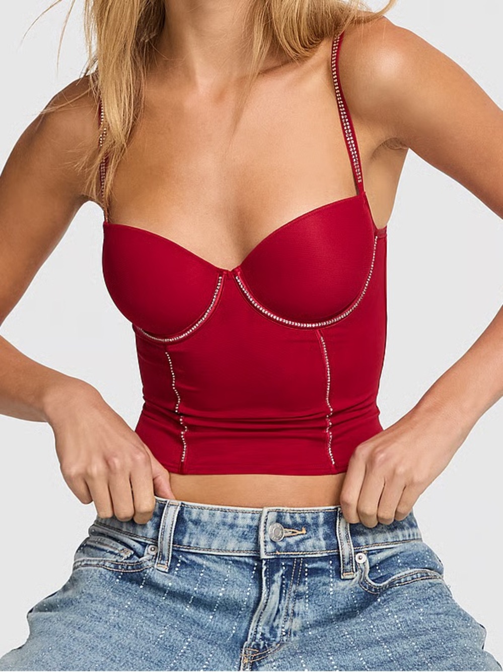 VS PINK WINK LIGHTLY LINED CORSET TOP SMALL